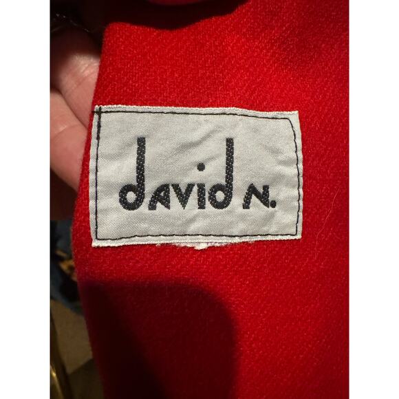 Vintage 90’s David N Red Wool Fitted Blazer with Black Velvet trim size medium - Picture 10 of 10